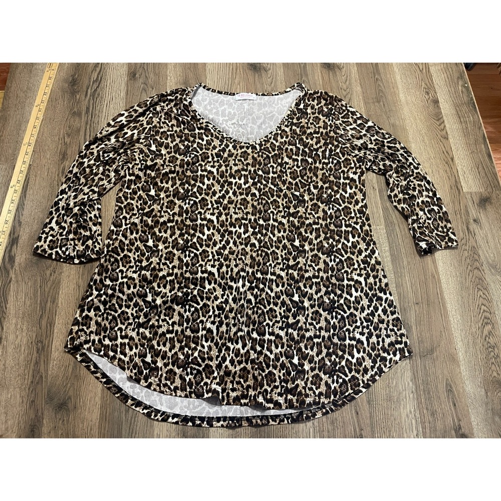 Belaroi Shirt, Women's Size 2X, Cheetah Print, 3/4 Sleeve